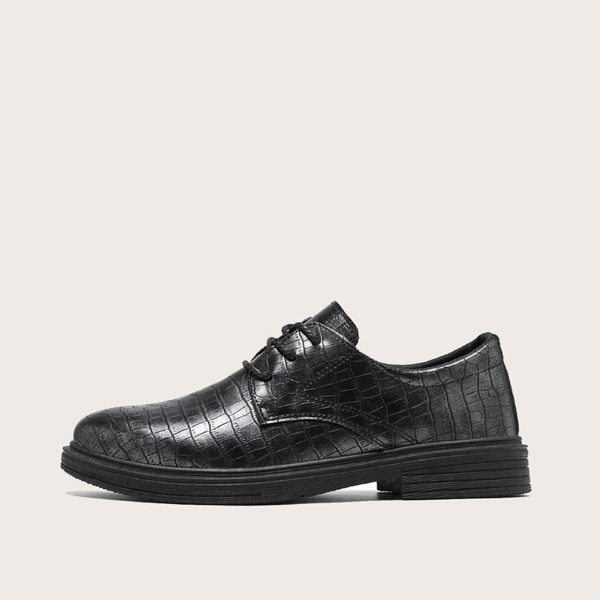 

Men Croc Embossed Lace-up Front Dress Shoes, Black
