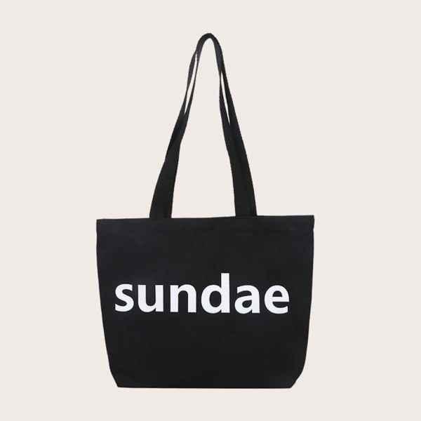 

Letter Graphic Shopper Bag, Black