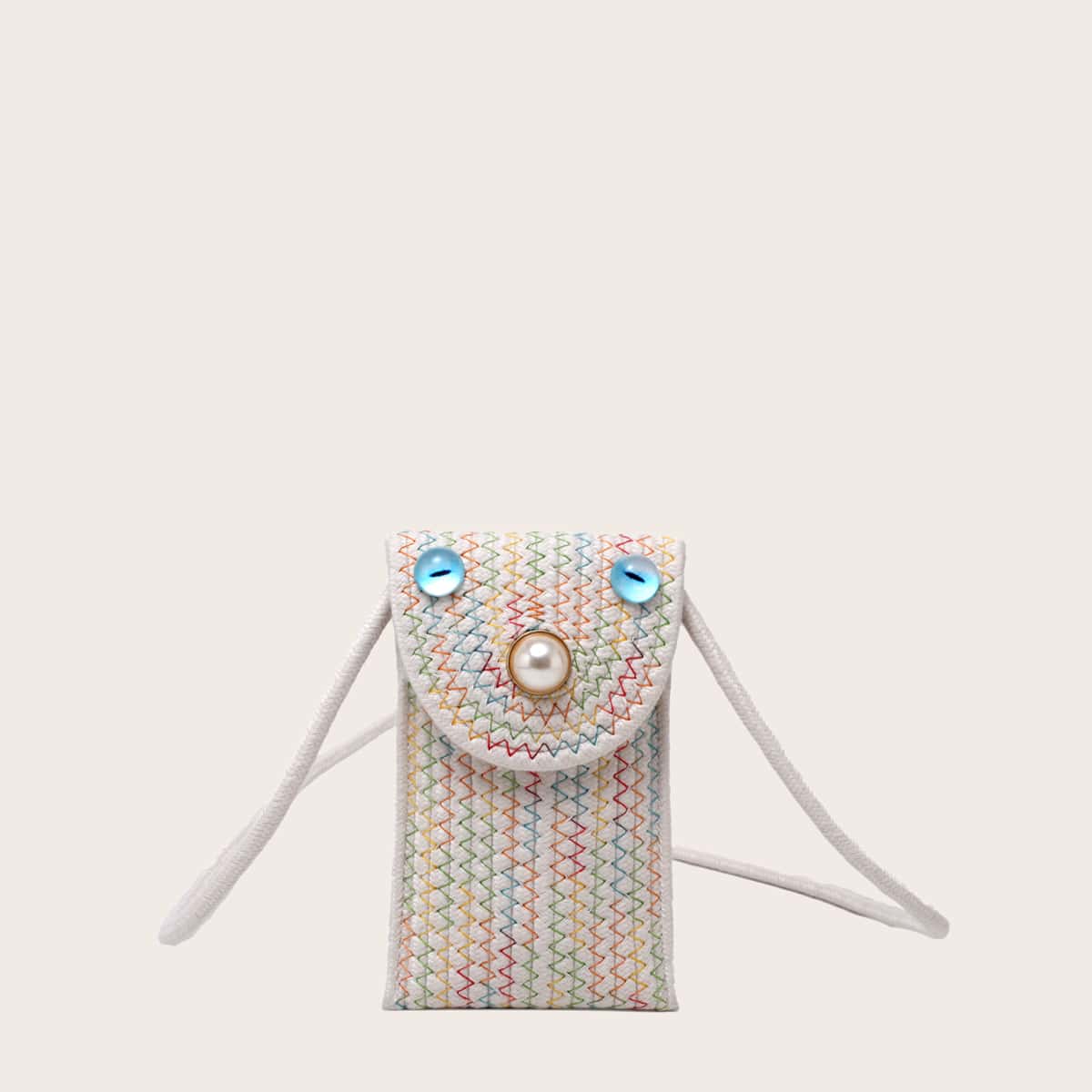 

Faux Pearl Decor Phone Bag, Beige
