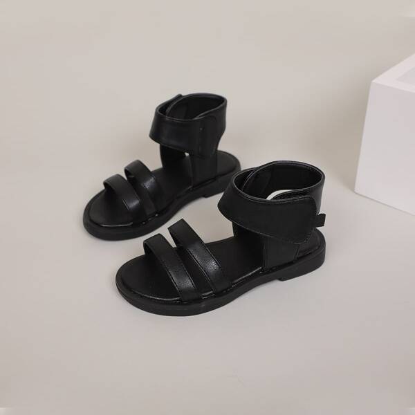 

Girls Minimalist Velcro Strap Sandals, Black