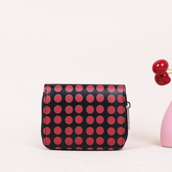 

Girls Polka Dot Zipper Around Purse, Red