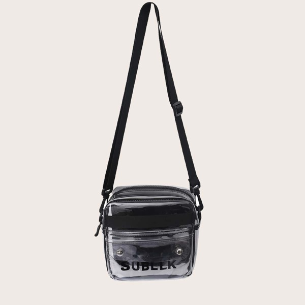 

Clear Crossbody Bag, Black