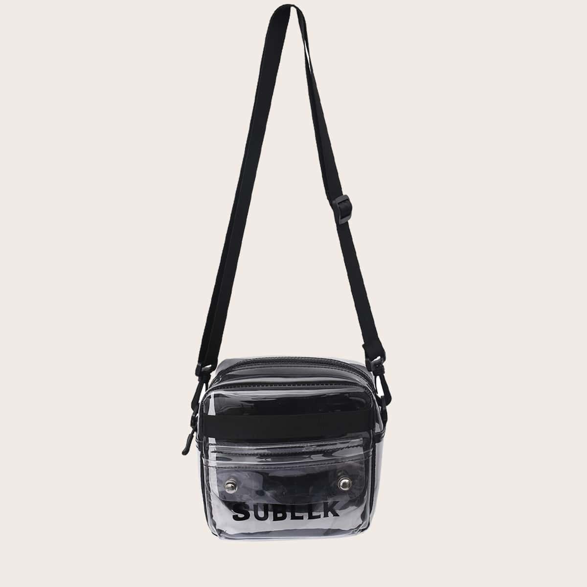 

Clear Crossbody Bag, Black