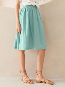 SHEIN Solid Elastic Waist Skirt