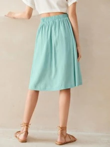 SHEIN Solid Elastic Waist Skirt