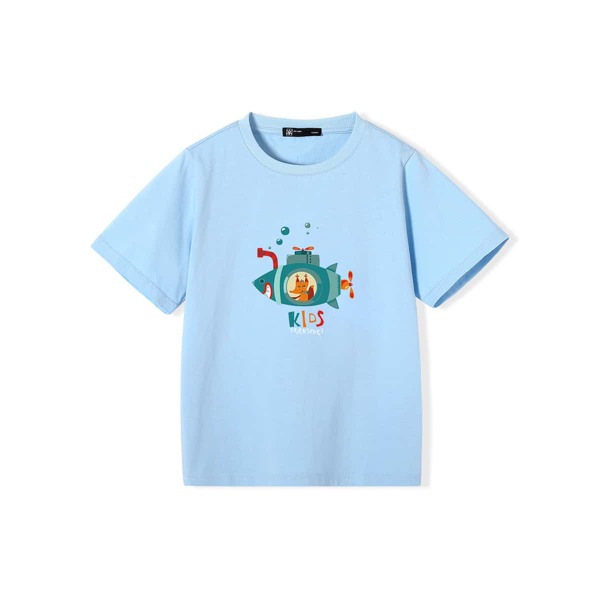 

Boys Letter & Cartoon Graphic Tee, Pastel baby blue