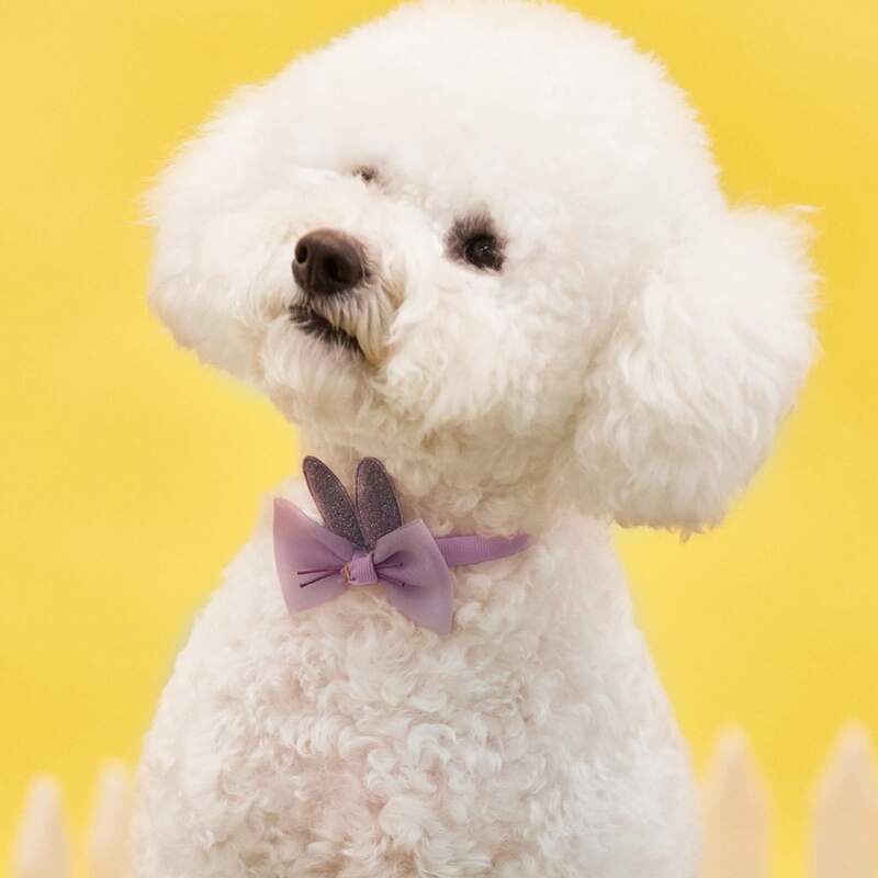 

Rabbit Ear Detail Easter Pet Bow, Purple