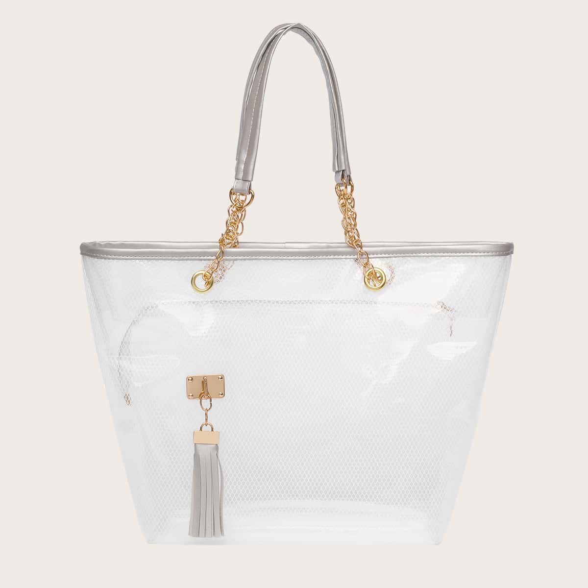 

Tassel Charm Clear Tote Bag