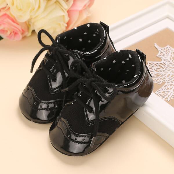 

Baby Boy Patent Lace-up Front Sneakers, Black