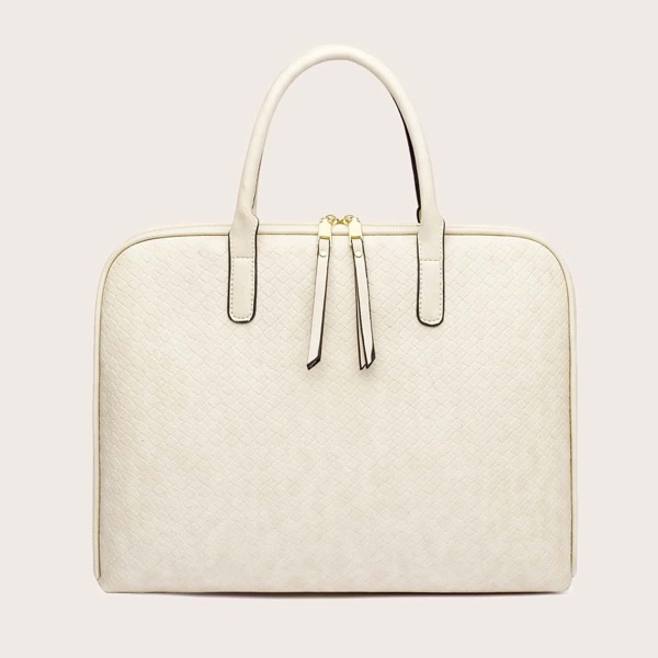 

Large Capacity Textured Tote Bag, Beige