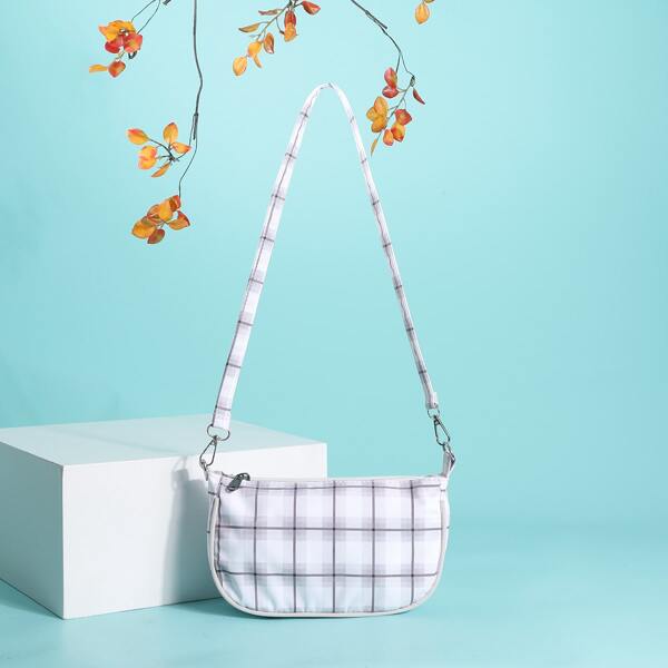 

Plaid Baguette Bag, Multicolor