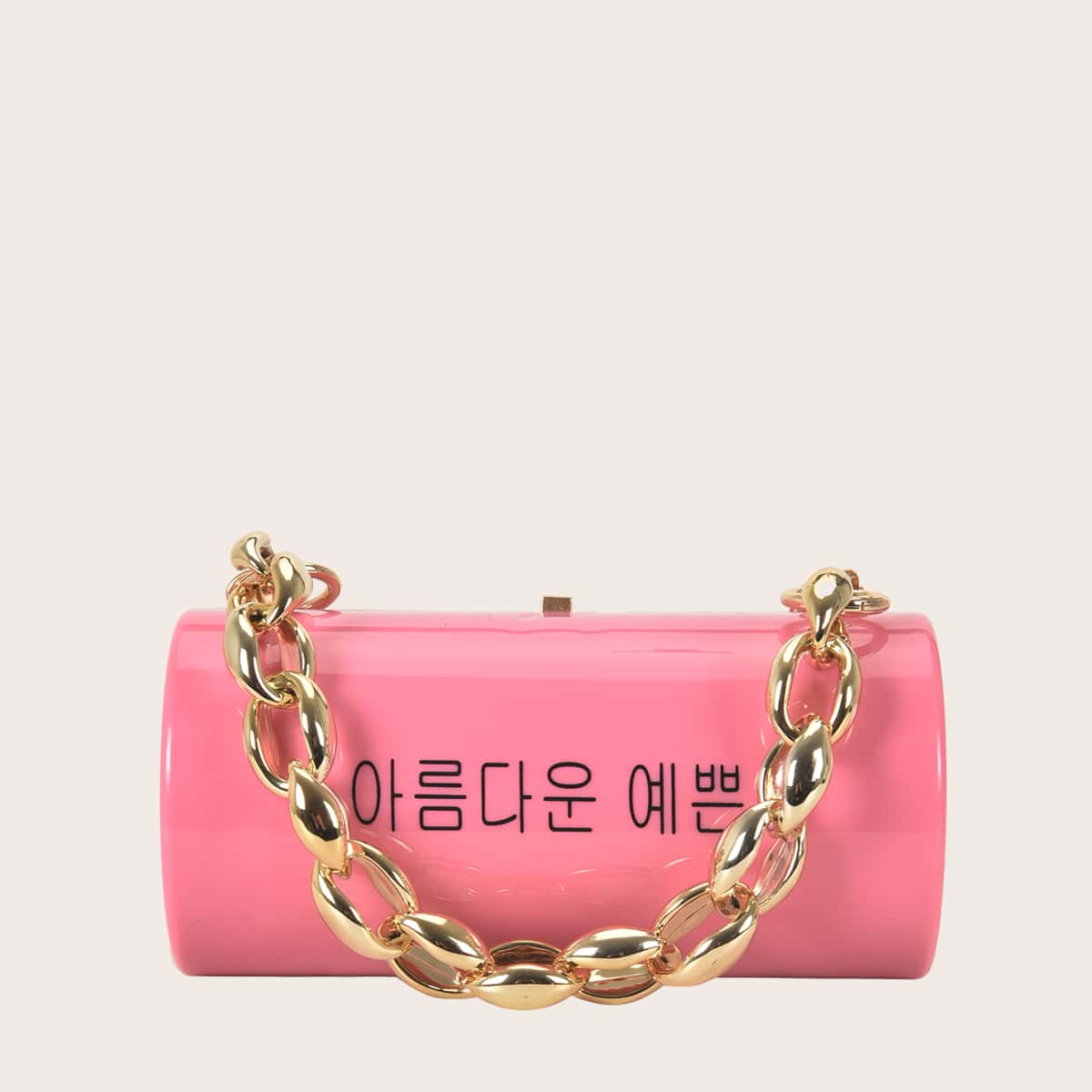 

Letter Graphic Chain Box Bag, Pink