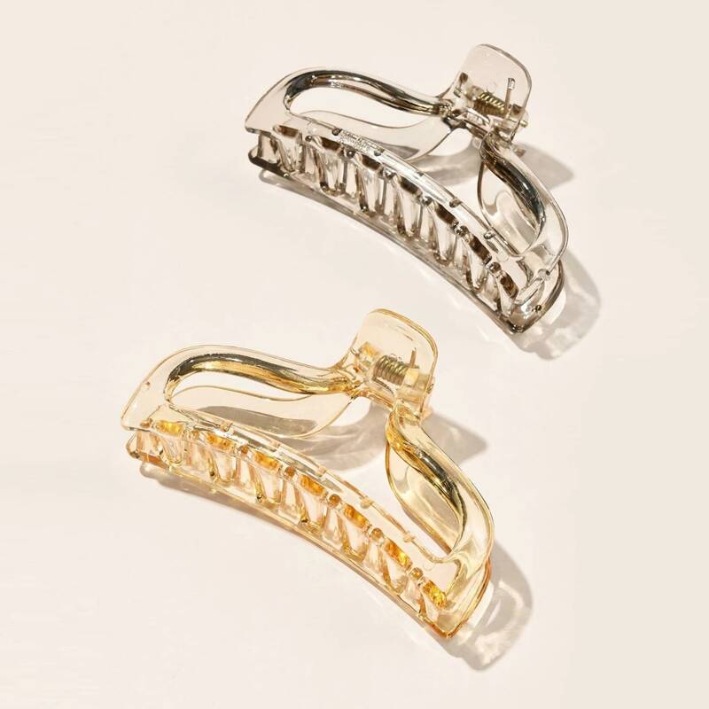 

2pcs Clear Hair Claw, Multicolor