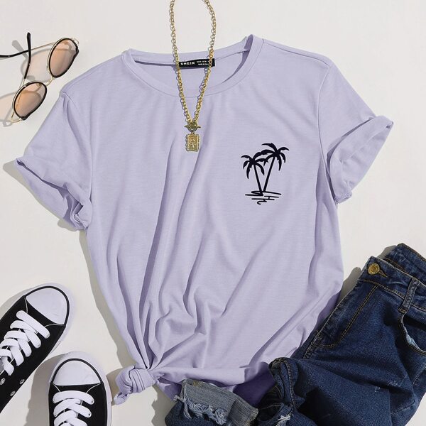 

Coconut Tree Print Tee, Lilac purple