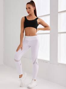 Sujetador deportivo de espalda abierta unicolor - soporte medio - Negro - Ver 3