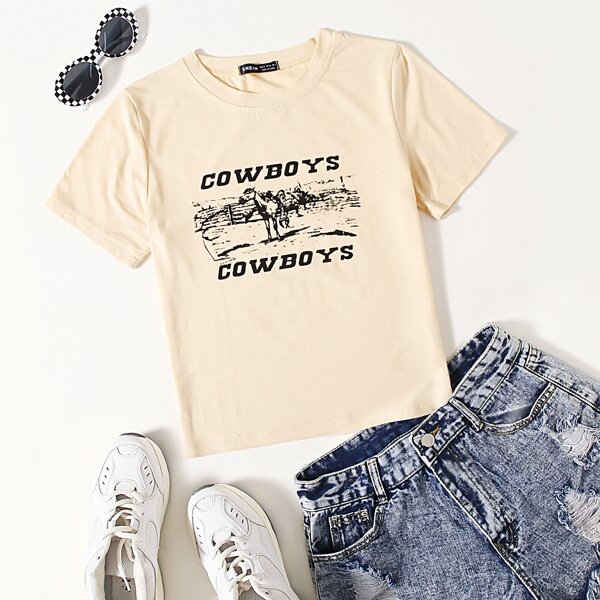 

Letter Graphic Short Sleeve Tee, Apricot