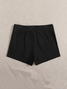 SHEIN EZwear 素色機車短褲 - 黑色 - 查看 2