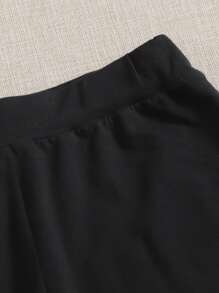 SHEIN EZwear 素色機車短褲 - 黑色 - 查看 3