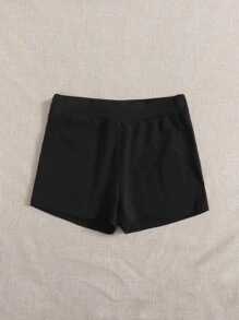 SHEIN EZwear 素色機車短褲 - 黑色 - 查看 4