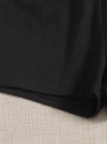 SHEIN EZwear 素色機車短褲 - 黑色 - 查看 5