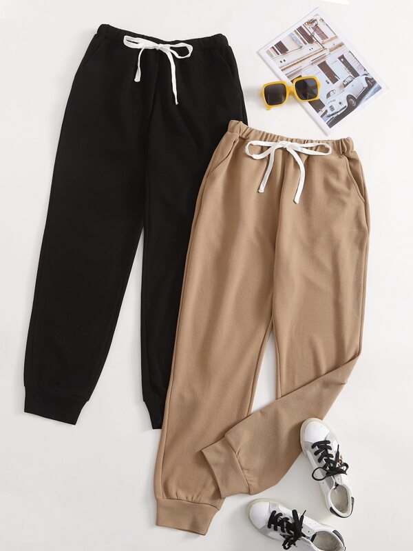 SHEIN 2 Pack Drawstring Waist Sweatpants SHEIN USA