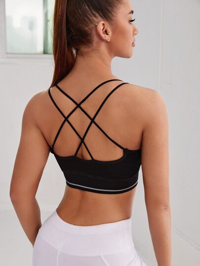 حمالة صدر رياضية بدون ظهر متقاطعة بدعم متوسط