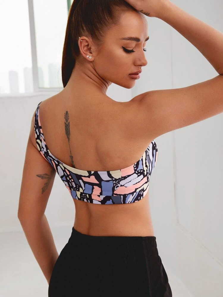 Light Support One Shoulder Cut Out Sports Bra