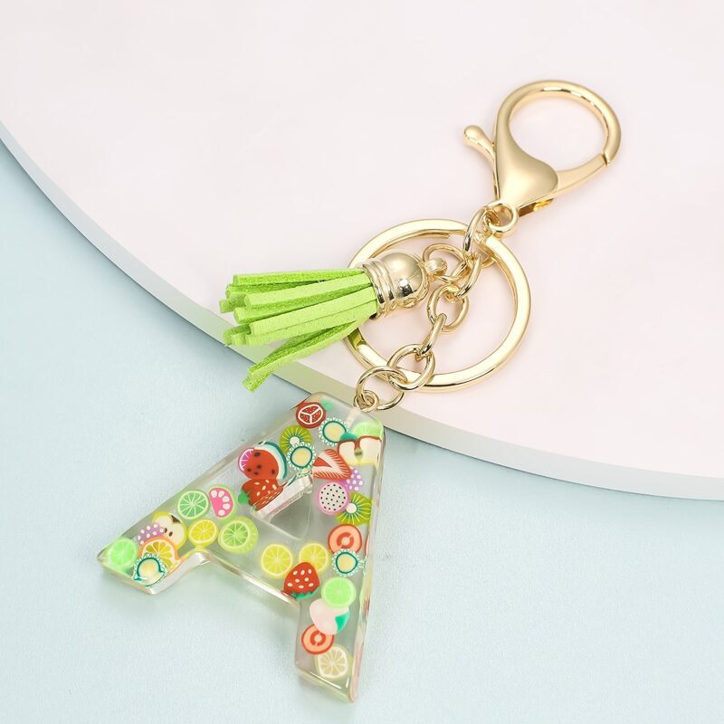 

Fruit Letter Charm Keychain, Green