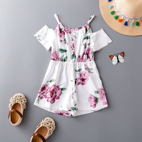 

Toddler Girls Floral Cold Shoulder Romper, Multicolor