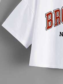 SHEIN Unity Áo thun Lá thư Giải trí - trắng - Xem 4