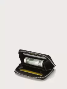 Men Zip Around Small Wallet - Black - View 1