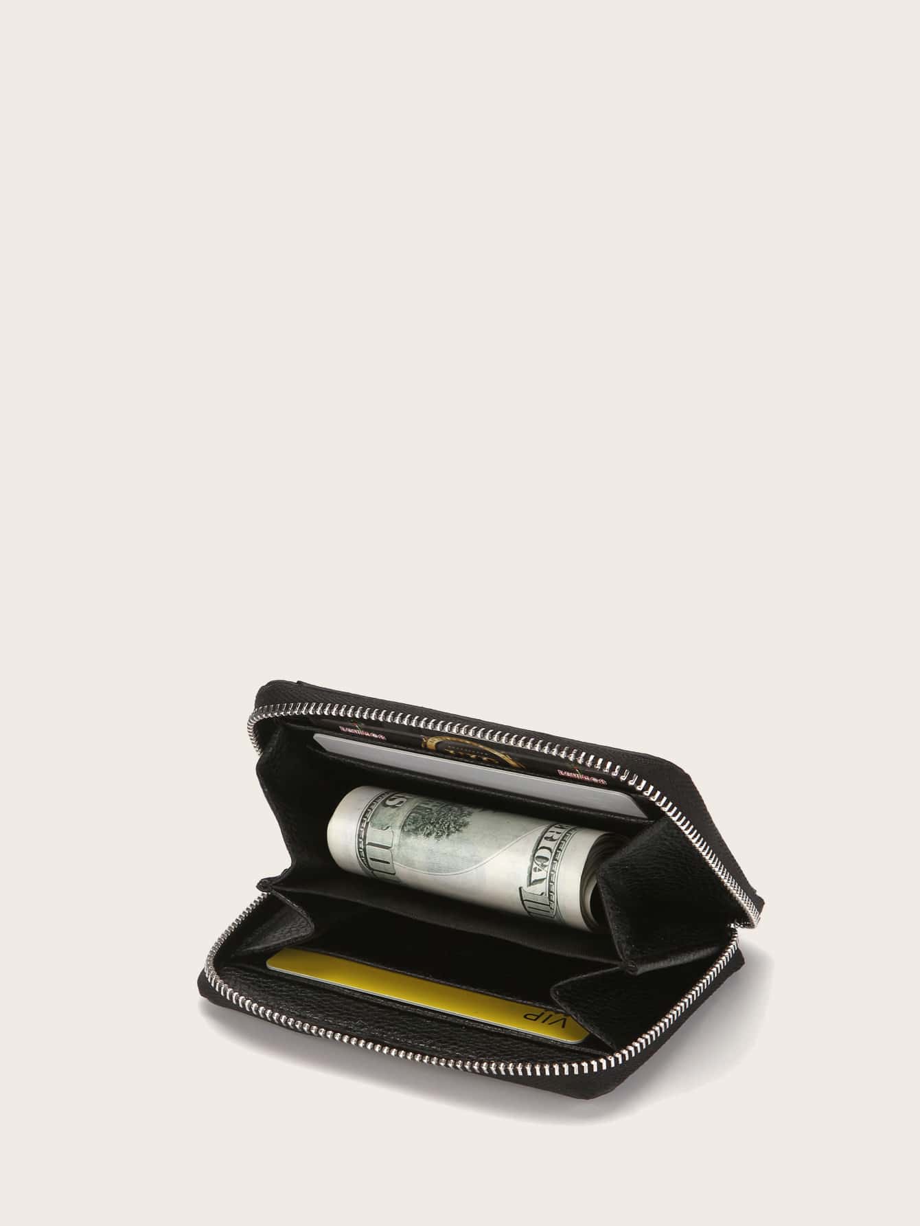 Men Zip Around Small Wallet - Black - View 1