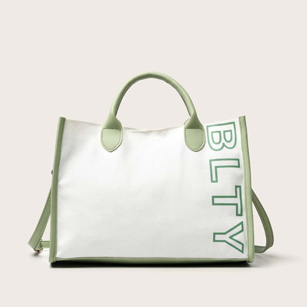

Letter Graphic Tote Bag, White