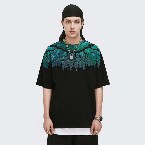 

Men Drop Shoulder Graphic Print Tee, Black
