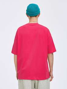 INFLATION Áo thun trơn trễ vai nam - Màu Hồng Tươi - Xem 2