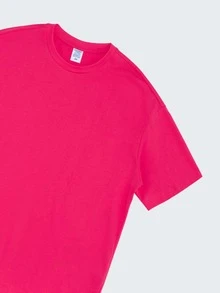 INFLATION Áo thun trơn trễ vai nam - Màu Hồng Tươi - Xem 3