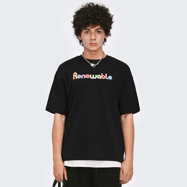 

Men Letter Graphic Drop Shoulder Tee, Black