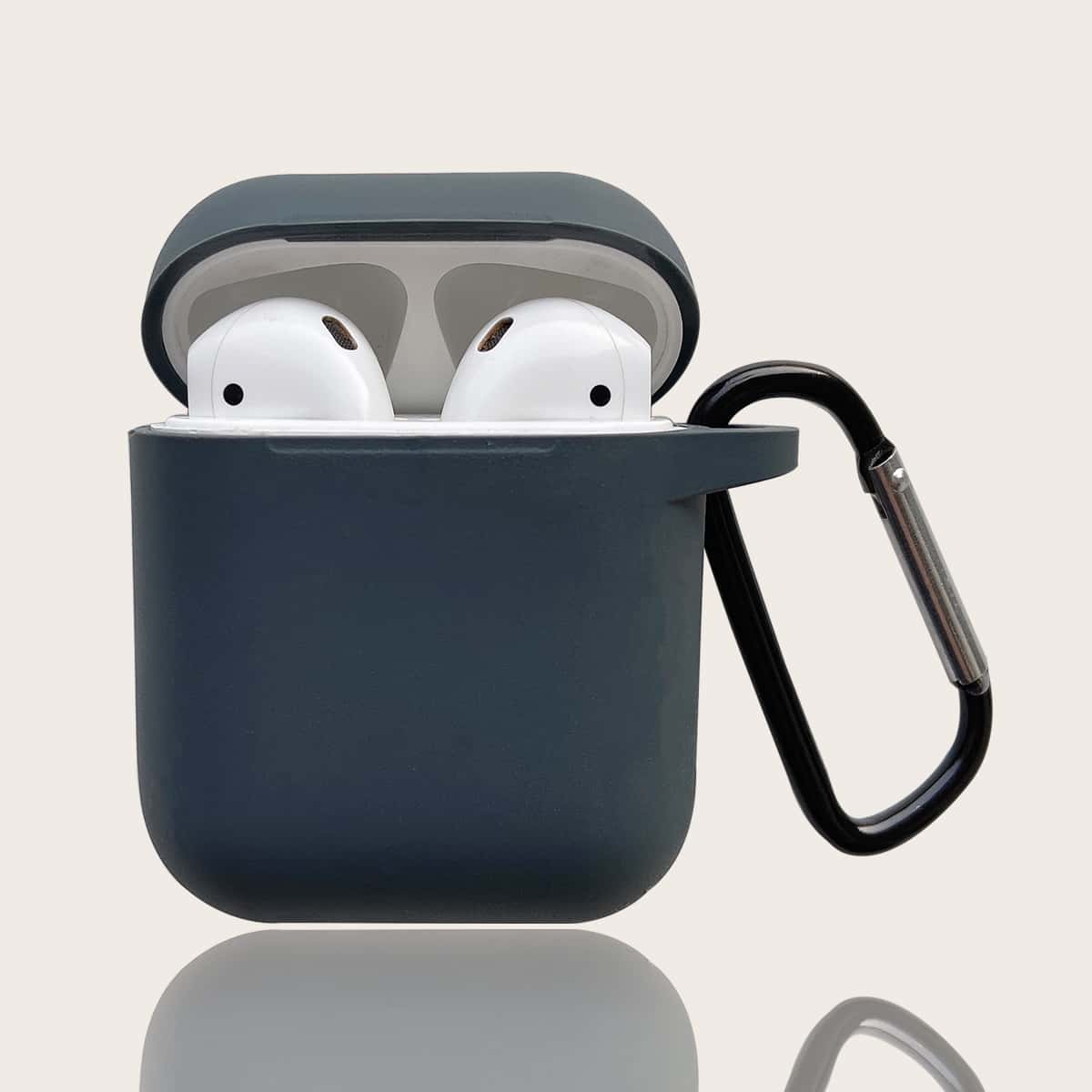 

1pc Solid Airpods Case, Grey