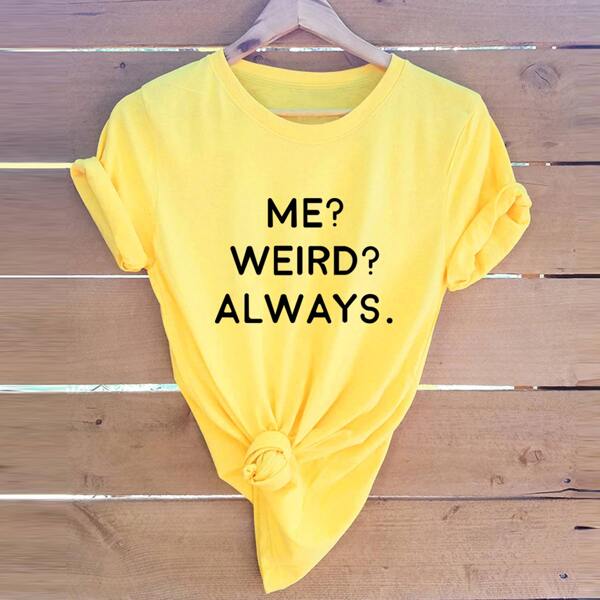 

Slogan Graphic Round Neck Tee, Yellow