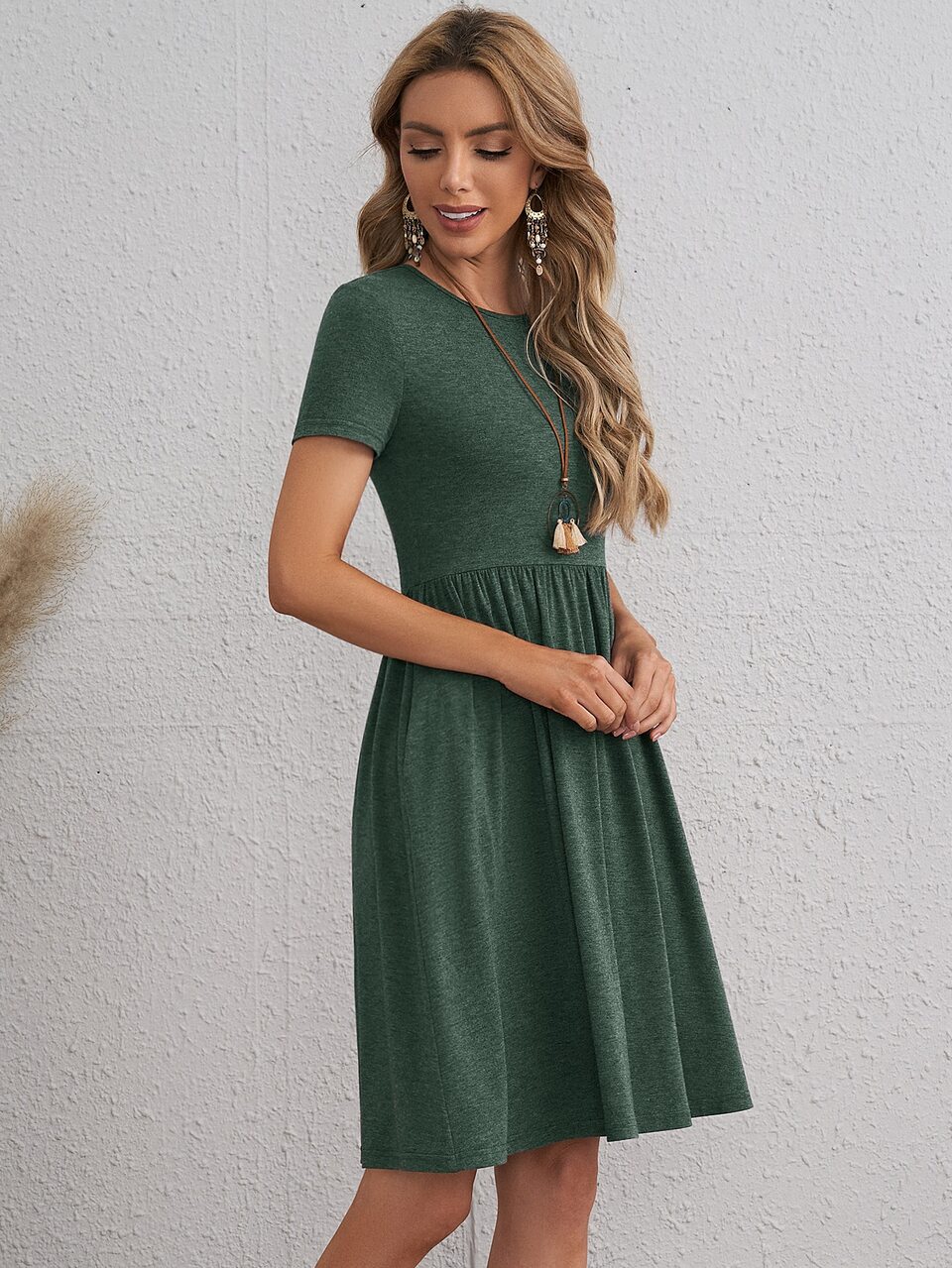 Solid A-line Dress