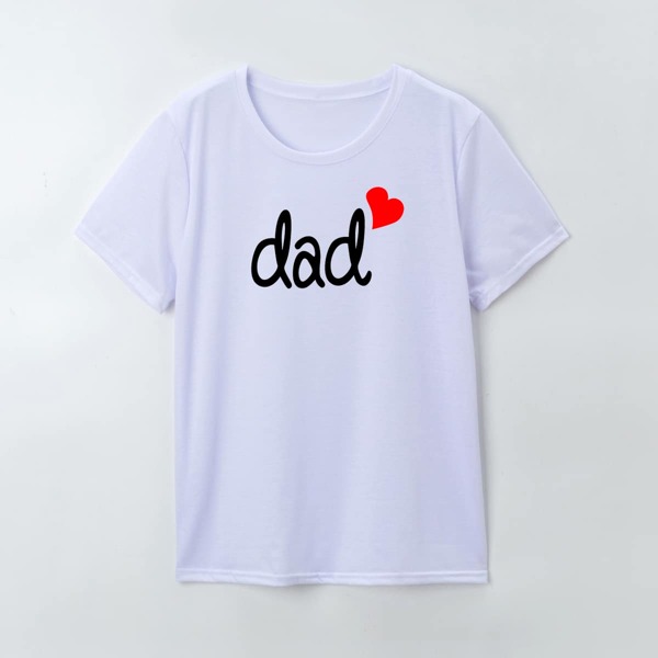 

Men Letter & Heart Print Tee, White