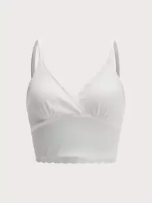 SHEIN EZwear 拼接蕾絲短版吊帶上衣 - 白色 - 查看 1