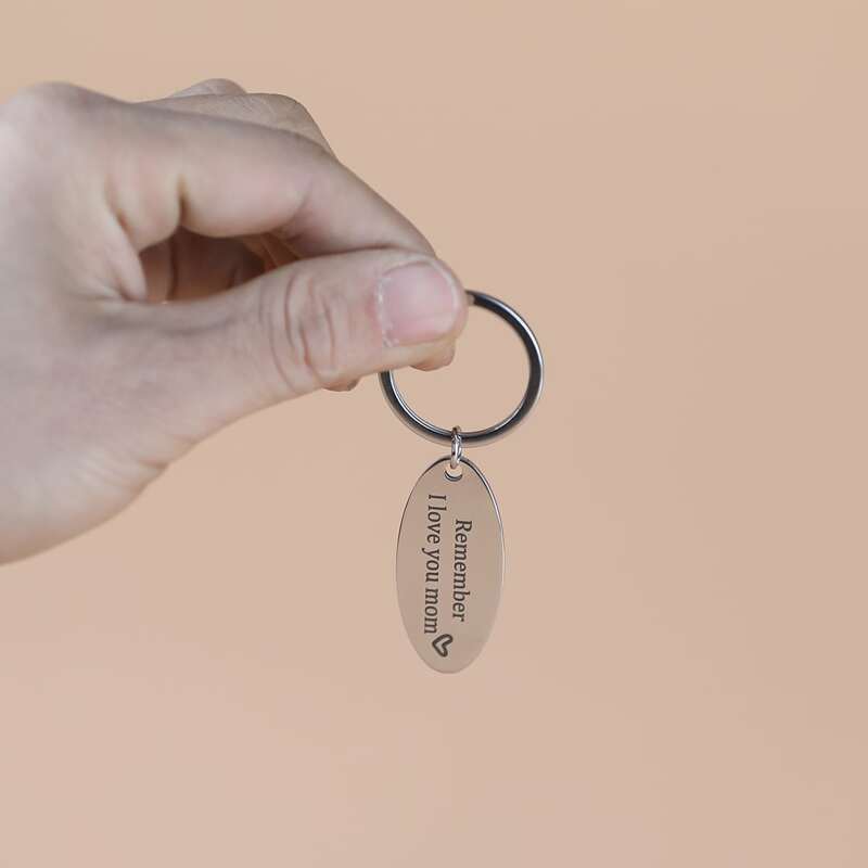 

Slogan Pattern Minimalist Keychain, Silver