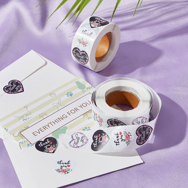 

500pcs Slogan Heart Sticker, Black