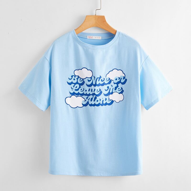 

Letter Cloud Graphic Tee, Baby blue