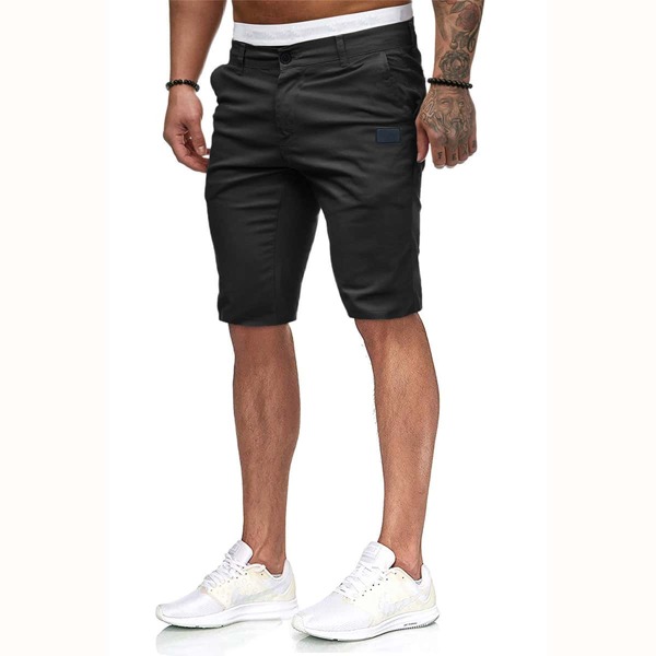 

Men Patched Slant Pocket Shorts, Dark grey