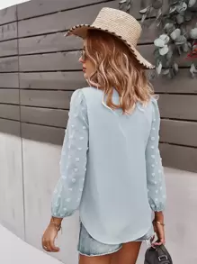 SHEIN LUNE Blus Plain Boho - Baby Blue - View 2