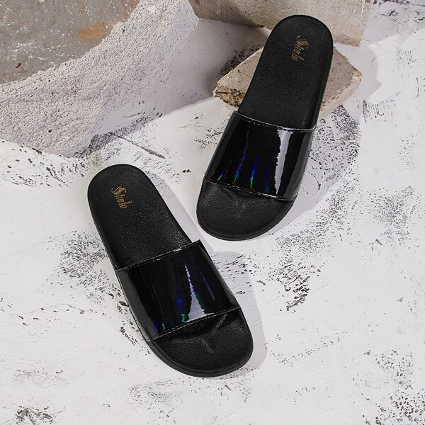 

Minimalist Open Toe Slides, Black