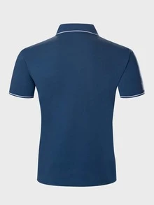 Manfinity Homme 男士拼接邊polo襯衫 - 藏蓝色 - 查看 2