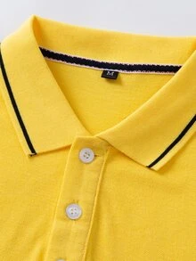 Manfinity Homme 男士拼接邊polo襯衫 - 黃色 - 查看 4